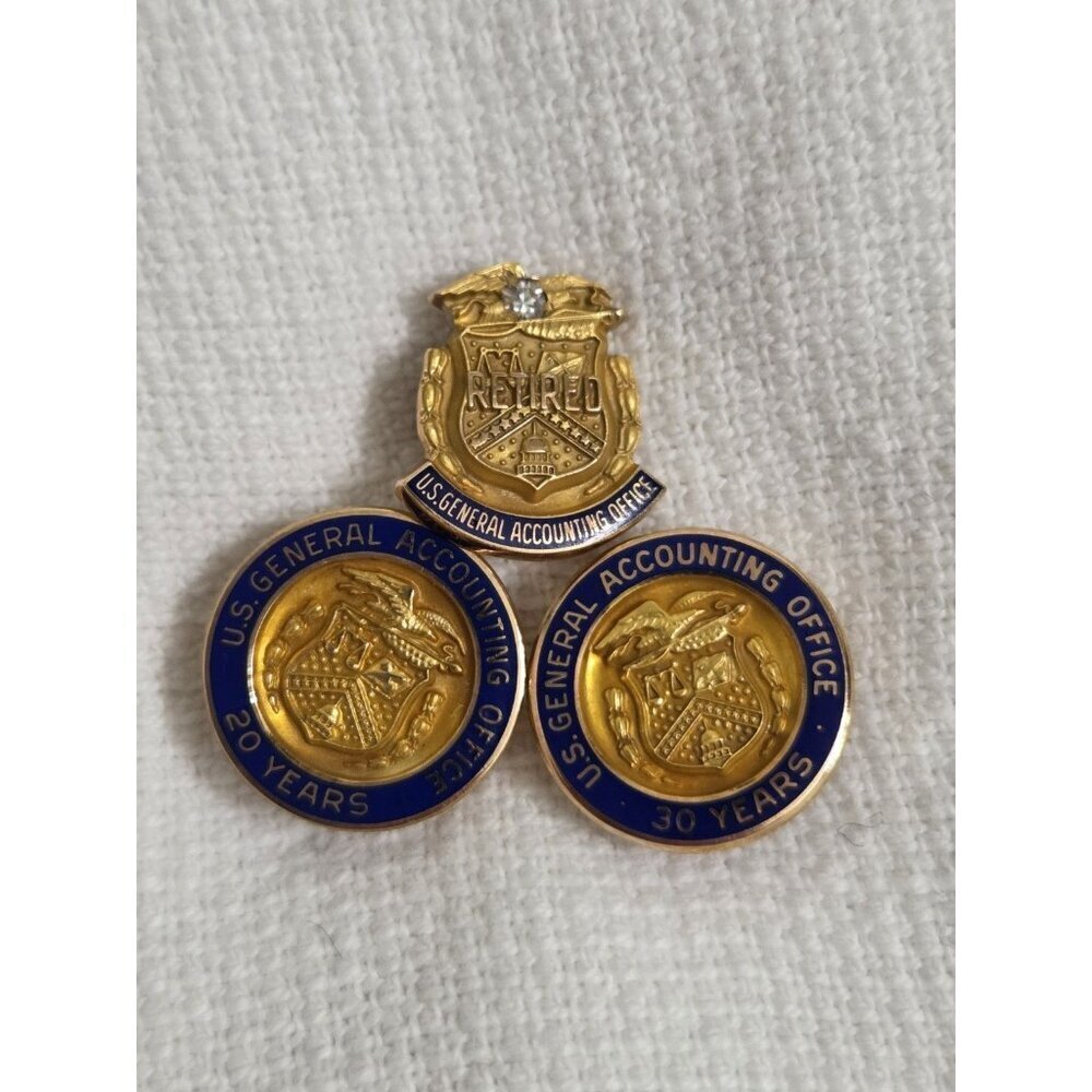 GAO General Accounting Office 10K Gold Career Pin Set 20/30/Retired Diamond 5g